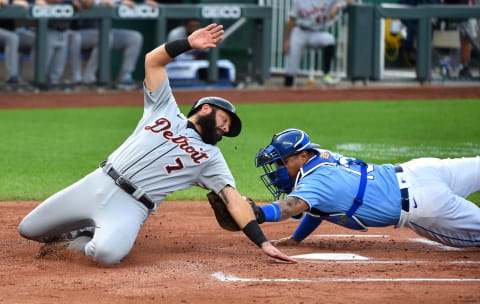 Austin Romine #7 of the Detroit Tigers (Photo by Ed Zurga/Getty Images)