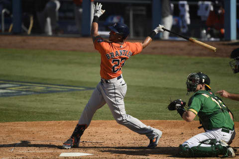 Michael Brantley #23 of the Houston Astros (Photo by Kevork Djansezian/Getty Images)