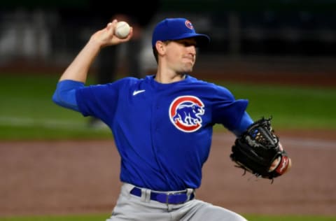 PITTSBURGH, PA - SEPTEMBER 23: Kyle Hendricks #28 of the Chicago Cubs delivers a pitch in the first inning during the game against the Pittsburgh Pirates at PNC Park on September 23, 2020 in Pittsburgh, Pennsylvania. (Photo by Justin Berl/Getty Images)