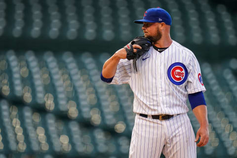 Jon Lester #34 of the Chicago Cubs (Photo by Brace Hemmelgarn/Minnesota Twins/Getty Images)