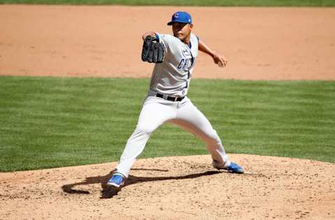 CINCINNATI, OH - AUGUST 30: Jose Quintana #42 of the Chicago Cubs pitches during the game against the Cincinnati Reds at Great American Ball Park on August 30, 2020 in Cincinnati, Ohio. All players are wearing #42 in honor of Jackie Robinson. The day honoring Jackie Robinson, traditionally held on April 15, was rescheduled due to the COVID-19 pandemic. (Photo by Kirk Irwin/Getty Images)