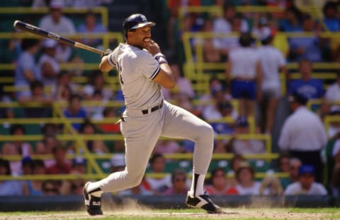 CHICAGO – 1986: Dave Winfield of the New York Yankees bats during an MLB game versus the Chicago White Sox during the 1986 season at Comiskey Park in Chicago, Illinois. (Photo by Ron Vesely/MLB Photos via Getty Images)