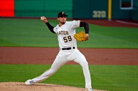 PITTSBURGH, PA - SEPTEMBER 08: Joe Musgrove #59 of the Pittsburgh Pirates pitches in the first inning against the Chicago White Sox at PNC Park on September 8, 2020 in Pittsburgh, Pennsylvania. (Photo by Justin K. Aller/Getty Images)