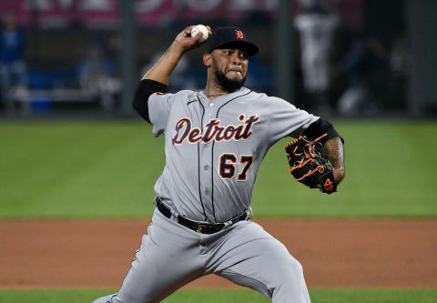 Relief pitcher Jose Cisnero #67 of the Detroit Tigers (Photo by Ed Zurga/Getty Images)