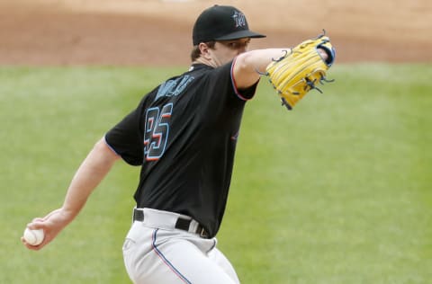 NEW YORK, NEW YORK - SEPTEMBER 26: (NEW YORK DAILIES OUT) Trevor Rogers #95 of the Miami Marlins in action against the New York Yankees at Yankee Stadium on September 26, 2020 in New York City. The Yankees defeated the Marlins 11-4. (Photo by Jim McIsaac/Getty Images)