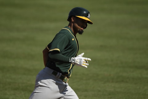 Marcus Semien #10 of the Oakland Athletics (Photo by Kevork Djansezian/Getty Images)