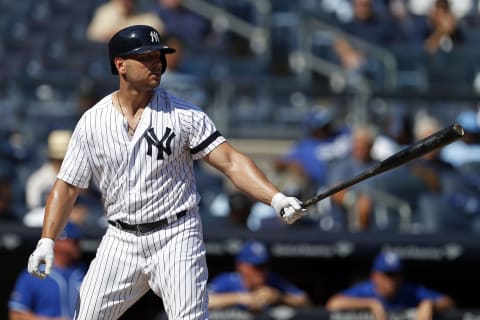 NEW YORK, NY – SEPTEMBER 25: Matt Holliday #17 of the New York Yankees at bat against the “” during the first inning at Yankee Stadium on September 25, 2017 in the Bronx borough of New York City. (Photo by Adam Hunger/Getty Images)