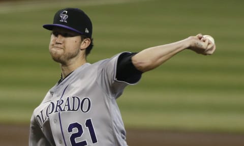 PHOENIX, ARIZONA – SEPTEMBER 27: Starting pitcher Kyle Freeland #21 of the Colorado Rockies throws a pitch against the Arizona Diamondbacks during the first inning of the MLB game at Chase Field on September 27, 2020 in Phoenix, Arizona. (Photo by Ralph Freso/Getty Images)