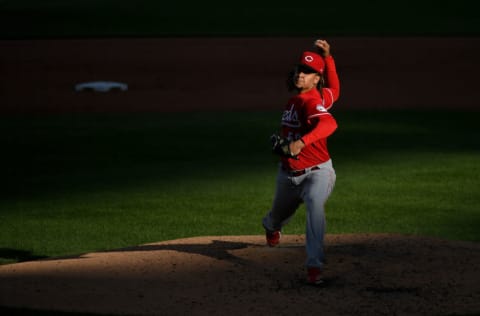 PITTSBURGH, PA - SEPTEMBER 04: Luis Castillo #58 of the Cincinnati Reds in action during game one of a doubleheader against the Pittsburgh Pirates at PNC Park on September 4, 2020 in Pittsburgh, Pennsylvania. (Photo by Justin Berl/Getty Images)