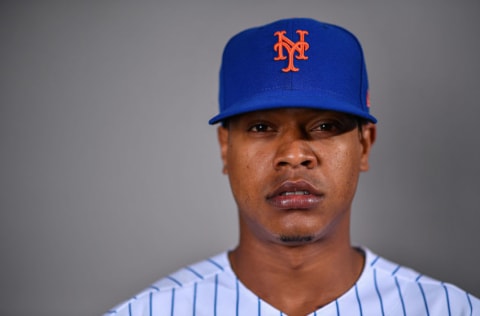 PORT ST. LUCIE, FLORIDA - FEBRUARY 20: Marcus Stroman #0 of the New York Mets poses for a photo during Photo Day at Clover Park on February 20, 2020 in Port St. Lucie, Florida. (Photo by Mark Brown/Getty Images)