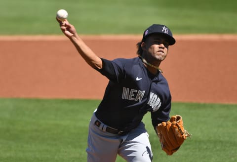 Deivi García #83 of the New York Yankees (Photo by Mark Brown/Getty Images)