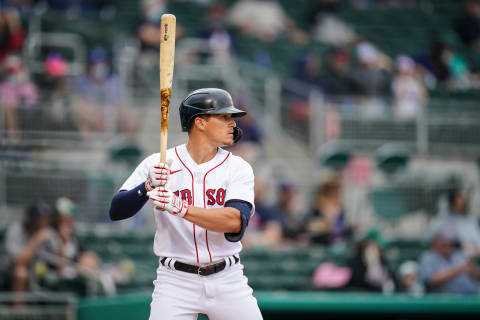 Enrique Hernandez #5 of the Boston Red Sox (Photo by Brace Hemmelgarn/Minnesota Twins/Getty Images)