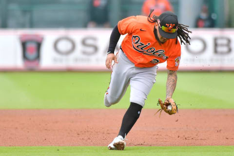 Freddy Galvis #2 of the Baltimore Orioles (Photo by Julio Aguilar/Getty Images)