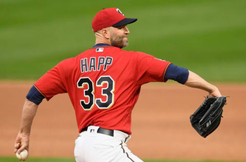 MINNEAPOLIS, MINNESOTA - APRIL 23: J.A. Happ #33 of the Minnesota Twins delivers a pitch against the Pittsburgh Pirates during the second inning of the game at Target Field on April 23, 2021 in Minneapolis, Minnesota. (Photo by Hannah Foslien/Getty Images)