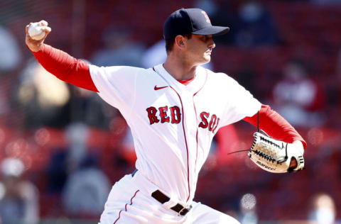 BOSTON, MASSACHUSETTS - APRIL 04: Garrett Whitlock #72 of the Boston Red Sox throws against the Baltimore Orioles during the fourth inning at Fenway Park on April 04, 2021 in Boston, Massachusetts. (Photo by Maddie Meyer/Getty Images)