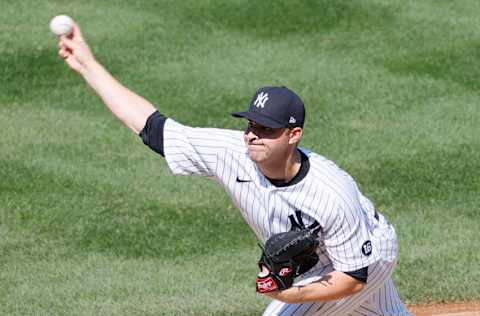 NEW YORK, NEW YORK - APRIL 04: Michael King #73 of the New York Yankees pitches during the fifth inning against the Toronto Blue Jays at Yankee Stadium on April 04, 2021 in the Bronx borough of New York City. The Blue Jays won 3-1. (Photo by Sarah Stier/Getty Images)