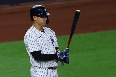 NEW YORK, NY – APRIL 20: Gary Sánchez #24 of the New York Yankees in action against the Atlanta Braves during an MLB baseball game at Yankee Stadium on April 20, 2021 in New York City. (Photo by Rich Schultz/Getty Images)