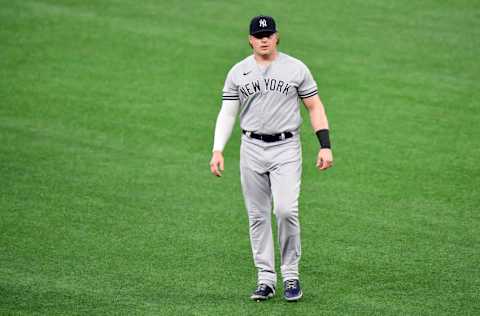 ST PETERSBURG, FLORIDA - MAY 11: Luke Voit #59 of the New York Yankees walks on the field prior to the game against the Tampa Bay Rays at Tropicana Field on May 11, 2021 in St Petersburg, Florida. (Photo by Douglas P. DeFelice/Getty Images)