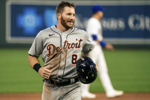 Robbie Grossman #8 of the Detroit Tigers (Photo by Kyle Rivas/Getty Images)