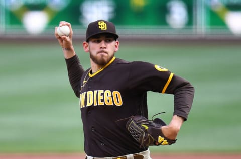 PITTSBURGH, PA - APRIL 14: Joe Musgrove #44 of the San Diego Padres in action during the game against the Pittsburgh Pirates at PNC Park on April 14, 2021 in Pittsburgh, Pennsylvania. (Photo by Joe Sargent/Getty Images)