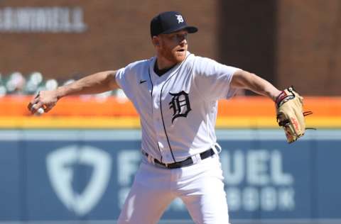 DETROIT, MICHIGAN - MAY 29: Spencer Turnbull #56 of the Detroit Tigers throws a pitch against the New York Yankees at Comerica Park on May 29, 2021 in Detroit, Michigan. (Photo by Gregory Shamus/Getty Images)