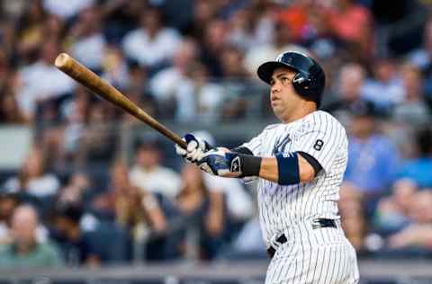 NEW YORK - JULY 22: Carlos Beltran #36 of the New York Yankees bats during the game against the San Francisco Giants at Yankee Stadium on July 22, 2016 in the Bronx borough of New York City. (Photo by Rob Tringali/SportsChrome/Getty Images)