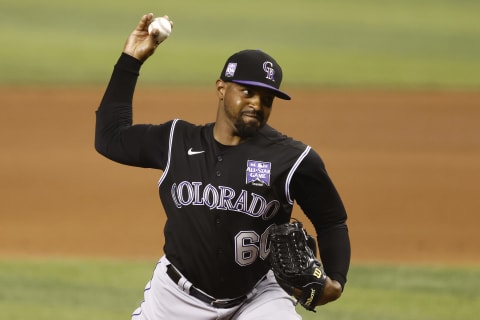 Mychal Givens #60 of the Colorado Rockies (Photo by Michael Reaves/Getty Images)