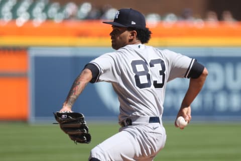 Deivi García #83 of the New York Yankees (Photo by Gregory Shamus/Getty Images)