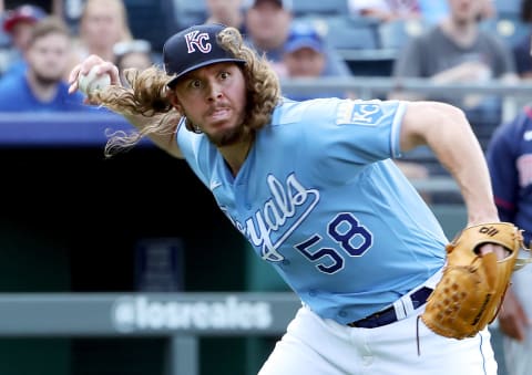 Pitcher Scott Barlow #58 of the Kansas City Royals (Photo by Jamie Squire/Getty Images)