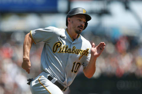 Bryan Reynolds #10 of the Pittsburgh Pirates (Photo by Lachlan Cunningham/Getty Images)