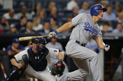 NEW YORK, NY - SEPTEMBER 13: Corey Seager #5 of the Los Angeles Dodgers in action against the New York Yankees during a game at Yankee Stadium on September 13, 2016 in New York City. (Photo by Rich Schultz/Getty Images)