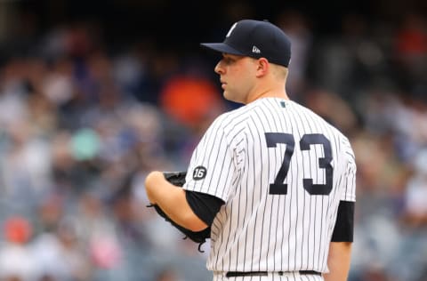 NEW YORK, NY - JULY 03: Michael King #73 of the New York Yankees in action against the New York Mets during a game at Yankee Stadium on July 3, 2021 in New York City. (Photo by Rich Schultz/Getty Images)