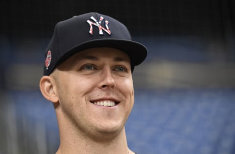 ST PETERSBURG, FLORIDA - JULY 27: Jameson Taillon #50 of the New York Yankees looks on prior to the game against the Tampa Bay Rays at Tropicana Field on July 27, 2021 in St Petersburg, Florida. (Photo by Douglas P. DeFelice/Getty Images)