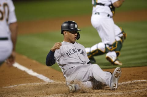 OAKLAND, CA - AUGUST 22: Gleyber Torres #25 of the New York Yankees (Photo by Michael Zagaris/Oakland Athletics/Getty Images)