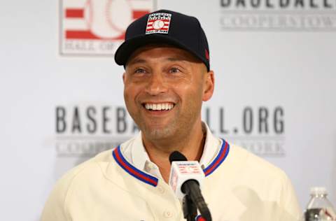 NEW YORK, NEW YORK - JANUARY 22: Derek Jeter speaks to the media (Photo by Mike Stobe/Getty Images)