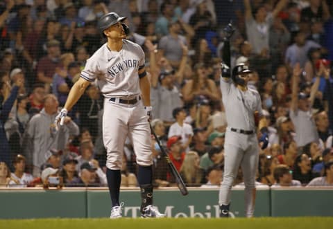 Giancarlo Stanton #27 of the New York Yankees (Photo by Jim Rogash/Getty Images)