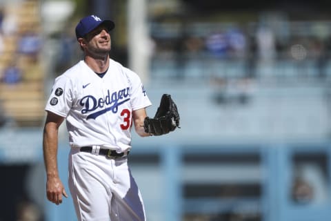 Max Scherzer #31 of the Los Angeles Dodgers (Photo by Meg Oliphant/Getty Images)