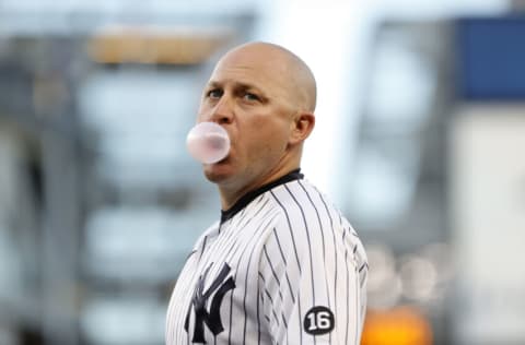 NEW YORK, NEW YORK - JUNE 23: Reggie Willits #75 of the New York Yankees looks on against the Kansas City Royals at Yankee Stadium on June 23, 2021 in the Bronx borough of New York City. (Photo by Tim Nwachukwu/Getty Images)