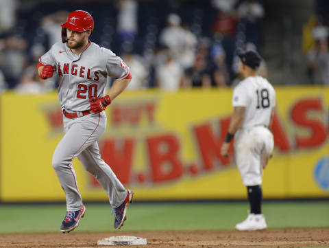 Jared Walsh #20 of the Los Angeles Angels (Photo by Sarah Stier/Getty Images)