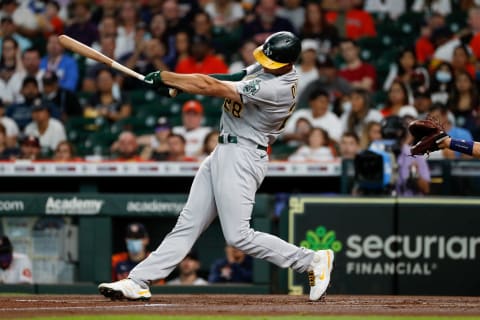 Matt Olson #28 of the Oakland Athletics (Photo by Tim Warner/Getty Images)