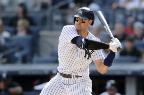 NEW YORK, NEW YORK - OCTOBER 02: Joey Gallo #13 of the New York Yankees in action against the Tampa Bay Rays at Yankee Stadium on October 02, 2021 in New York City. The Rays defeated the Yankees 12-2. (Photo by Jim McIsaac/Getty Images)