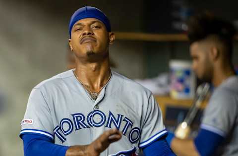 DETROIT, MI - JULY 19: Marcus Stroman #6 of the Toronto Blue Jays walks around in the dugout during a MLB game against the Detroit Tigers at Comerica Park on July 19, 2019 in Detroit, Michigan. Toronto defeated Detroit 12-1. (Photo by Dave Reginek/Getty Images)