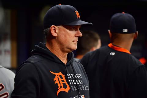 A.J. Hinch #14 of the Detroit Tigers (Photo by Julio Aguilar/Getty Images)