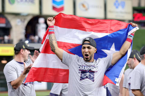 Eddie Rosario #8 of the Atlanta Braves (Photo by Carmen Mandato/Getty Images)