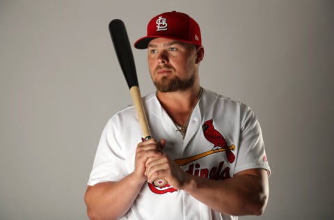 JUPITER, FL - FEBRUARY 20: Luke Voit #40 of the St. Louis Cardinals poses for a portrait at Roger Dean Stadium on February 20, 2018 in Jupiter, Florida. (Photo by Streeter Lecka/Getty Images)