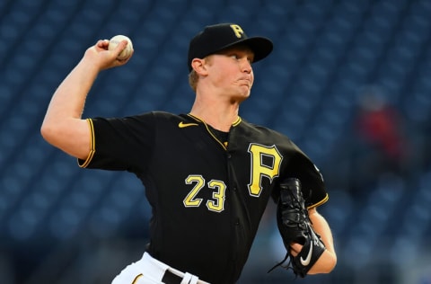 PITTSBURGH, PA - SEPTEMBER 28: Mitch Keller #23 of the Pittsburgh Pirates pitches during the first inning against the Chicago Cubs at PNC Park on September 28, 2021 in Pittsburgh, Pennsylvania. (Photo by Joe Sargent/Getty Images)