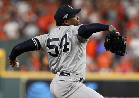 Aroldis Chapman #54 of the New York Yankees (Photo by Bob Levey/Getty Images)