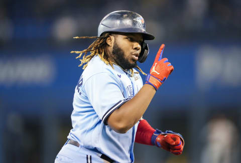 Vladimir Guerrero Jr. #27 of the Toronto Blue Jays (Photo by Mark Blinch/Getty Images)