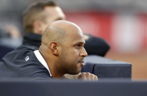 NEW YORK, NEW YORK - MAY 21: (NEW YORK DAILIES OUT) Aaron Hicks #31 of the New York Yankees looks on against the Chicago White Sox at Yankee Stadium on May 21, 2021 in New York City. The Yankees defeated the White Sox 2-1. (Photo by Jim McIsaac/Getty Images)