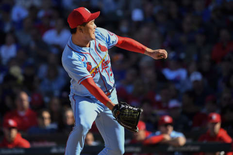 Kwang Hyun Kim #33 of the St. Louis Cardinals (Photo by Quinn Harris/Getty Images)